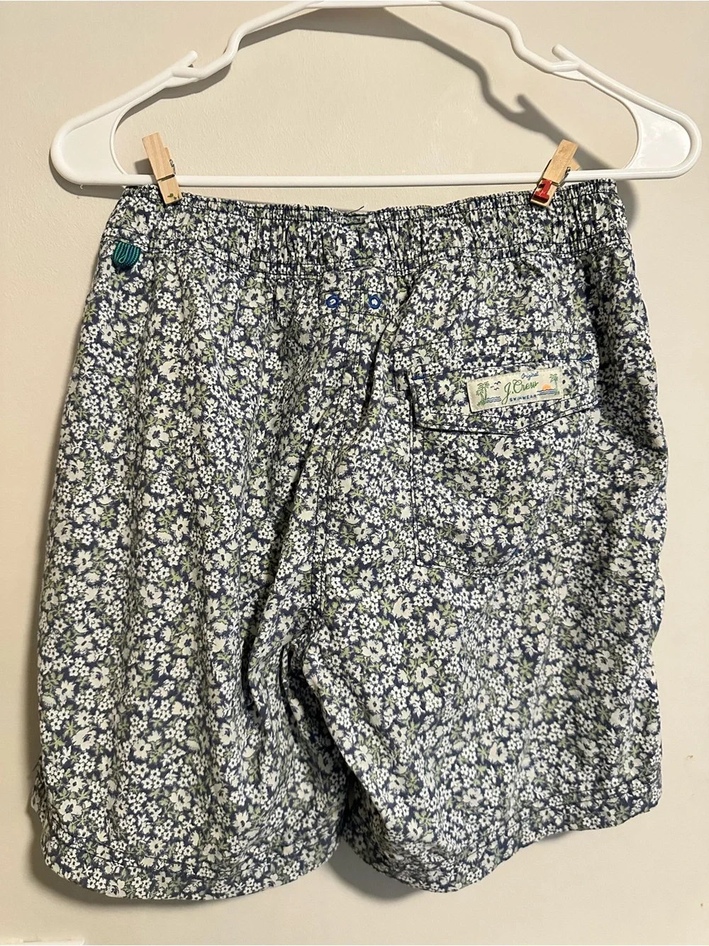 J. Crew Floral Swim Trunks Boys 12 Single back pocket